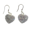 Lavender Aura Druzy Heart Earrings - 925