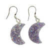 Lavender Aura Druzy Moon Earrings - 925