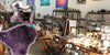 Earths Elements store Encinitas with large amethyst geodes on the foreground