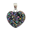 Pendant - Heart, Rainbow Druzy