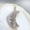 Lavender Aura Druzy Moon Pendant - 925