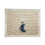 Rainbow Druzy Moon Pendant - 925