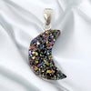 Rainbow Druzy Moon Pendant - 925