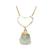 Raw Aquamarine Heart Crystal Necklace
