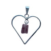 Raw Pink Tourmaline in a Heart Pendant