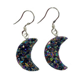 Rainbow Druzy Moon Earrings - 925
