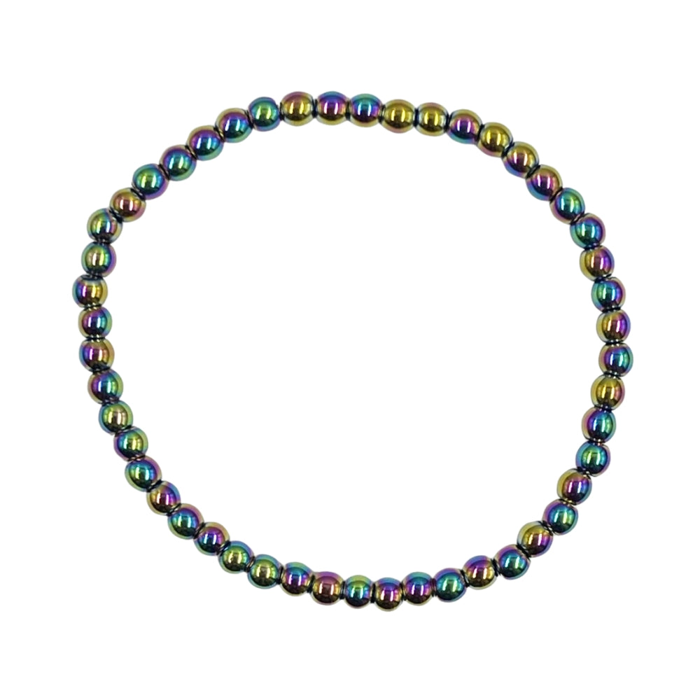 Rainbow Hematite bracelet 4mm on a white background