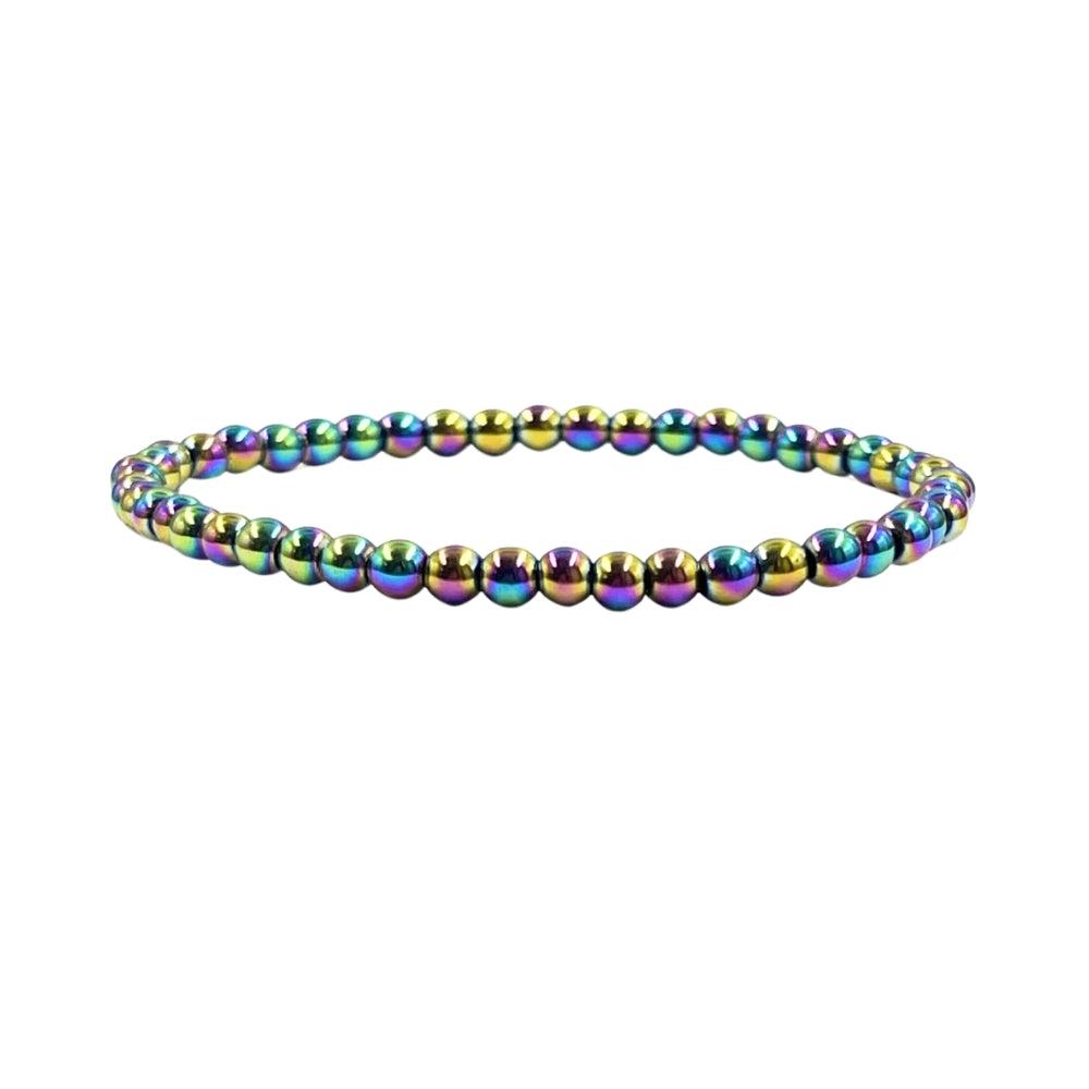 Rainbow Hematite bracelet 4mm on a white background