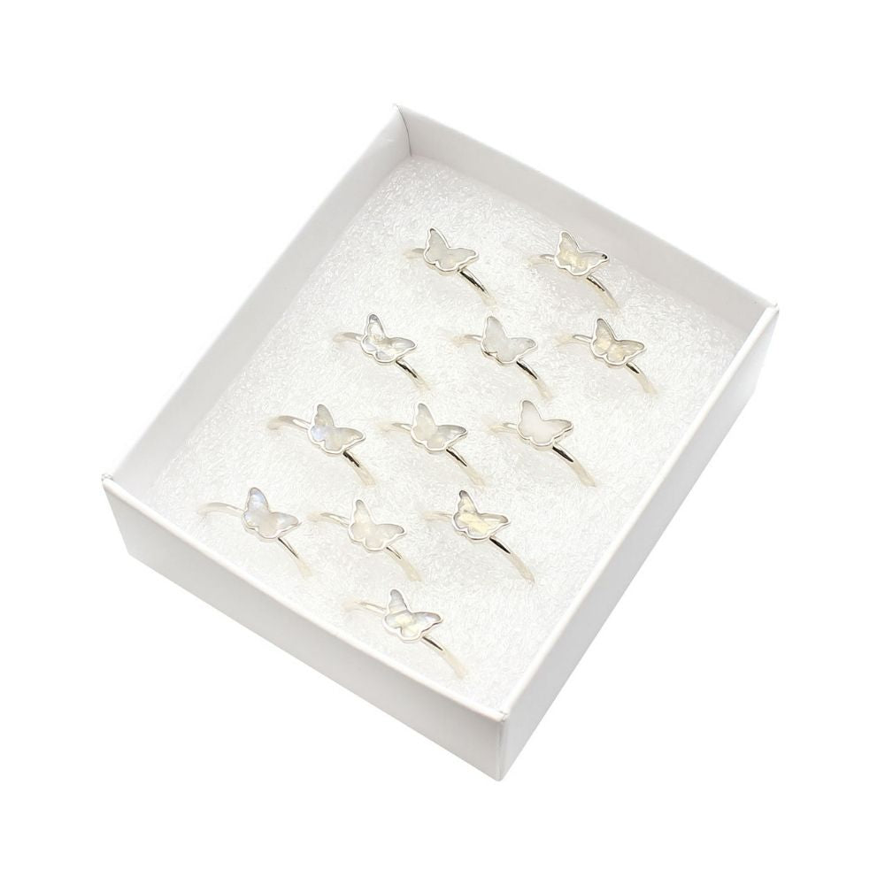 Rainbow Moonstone Butterfly Silver Ring
