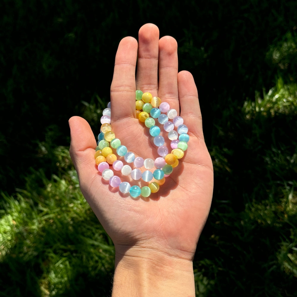 Rainbow Pastel Selenite 8mm