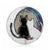 Raku Art Pottery Hand Fired Two Cats Sitting On A Crescent Moon Mini Medallion