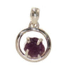 Raw Amethyst Silver Pendant (Round)