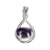 Raw Amethyst Silver Pendant (Teardrop)