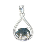 Raw Blue Apatite Silver Pendant (Teardrop)