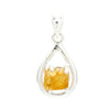 Raw Citrine Silver Pendant (Teardrop)