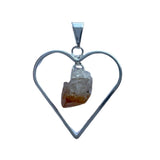 Raw Citrine in a Heart Pendant