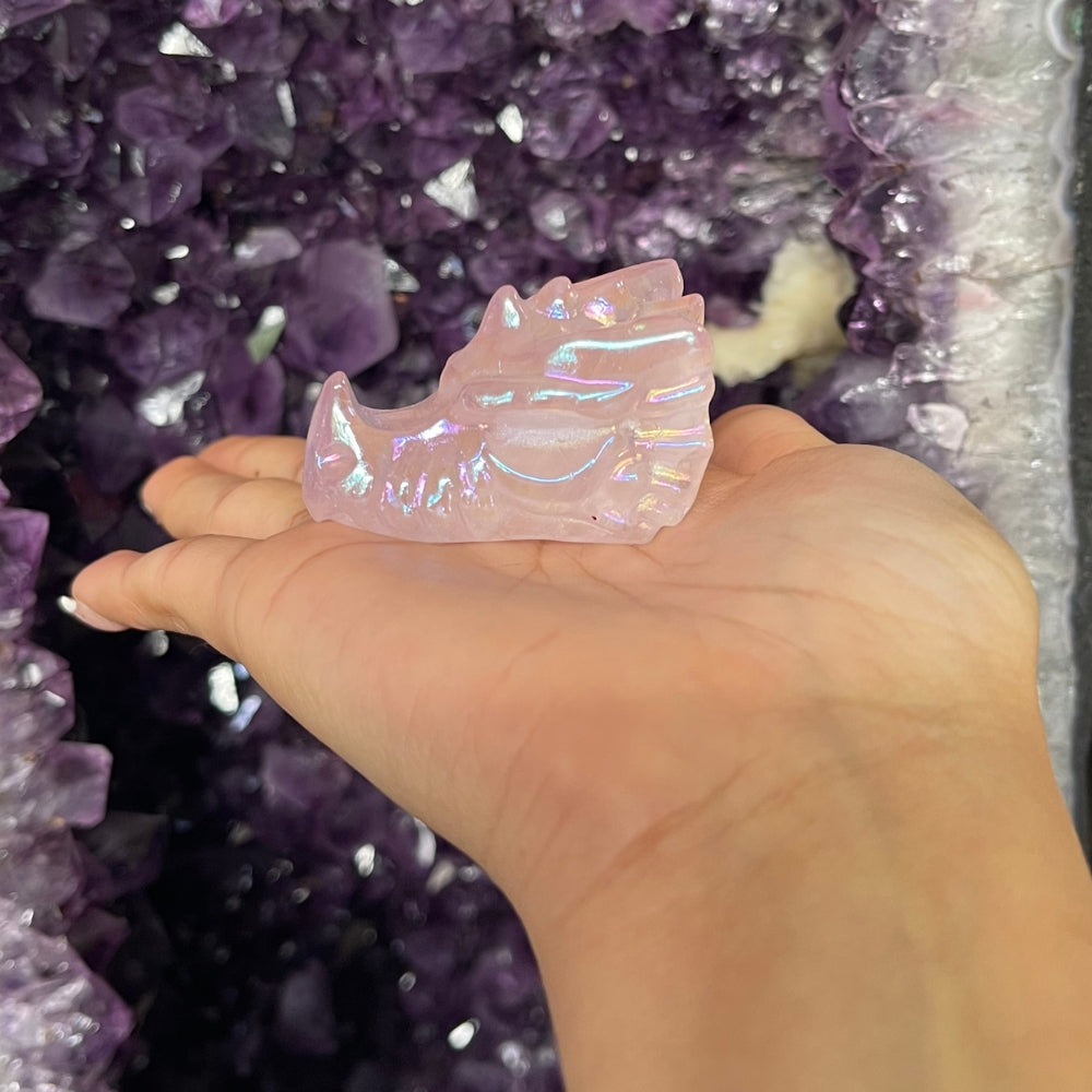 Rose Quartz Dragon Head