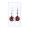 Round Earrings - Red Hamsa