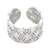 Sacred Geo Ring Band - Flower of Life Silver