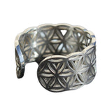 Sacred Geo Ring Band - Flower of Life Silver