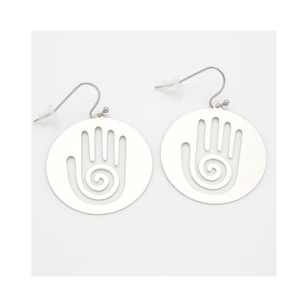 Sacred Geo Shamans Hand Earrings (Silver and Gold)