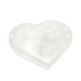 Selenite Flower of Life Heart Coaster