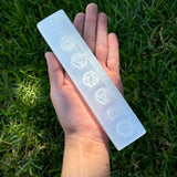 Chakra Selenite Engraved Bar