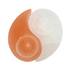 Yin and yang symbol with orange and white colors on a white background
