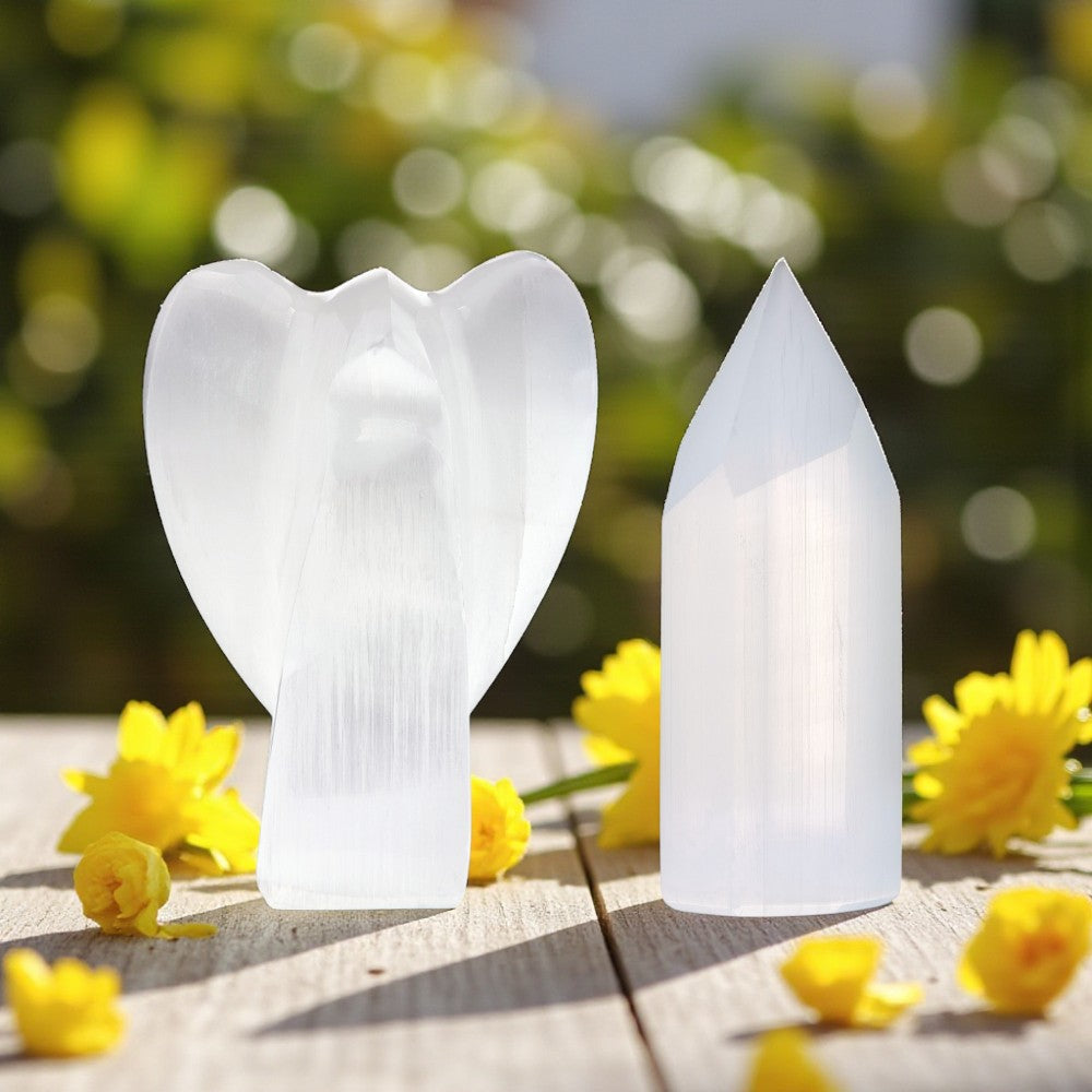 Selenite-shaped crystal for energy cleansing and meditation