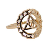 Throat Chakra Healing Symbol Gold Ring