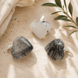 Tourmalinated Quartz mini heart pendant with a silver bail.