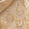  Citrine Tree of Life pendants with natural citrine gemstone chips and silver wire tree designs on a textured stone background.