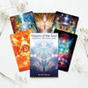 Set of 'Visions of the Soul' meditation and portal cards by Kim Dreyer on a white background with decorative elements.