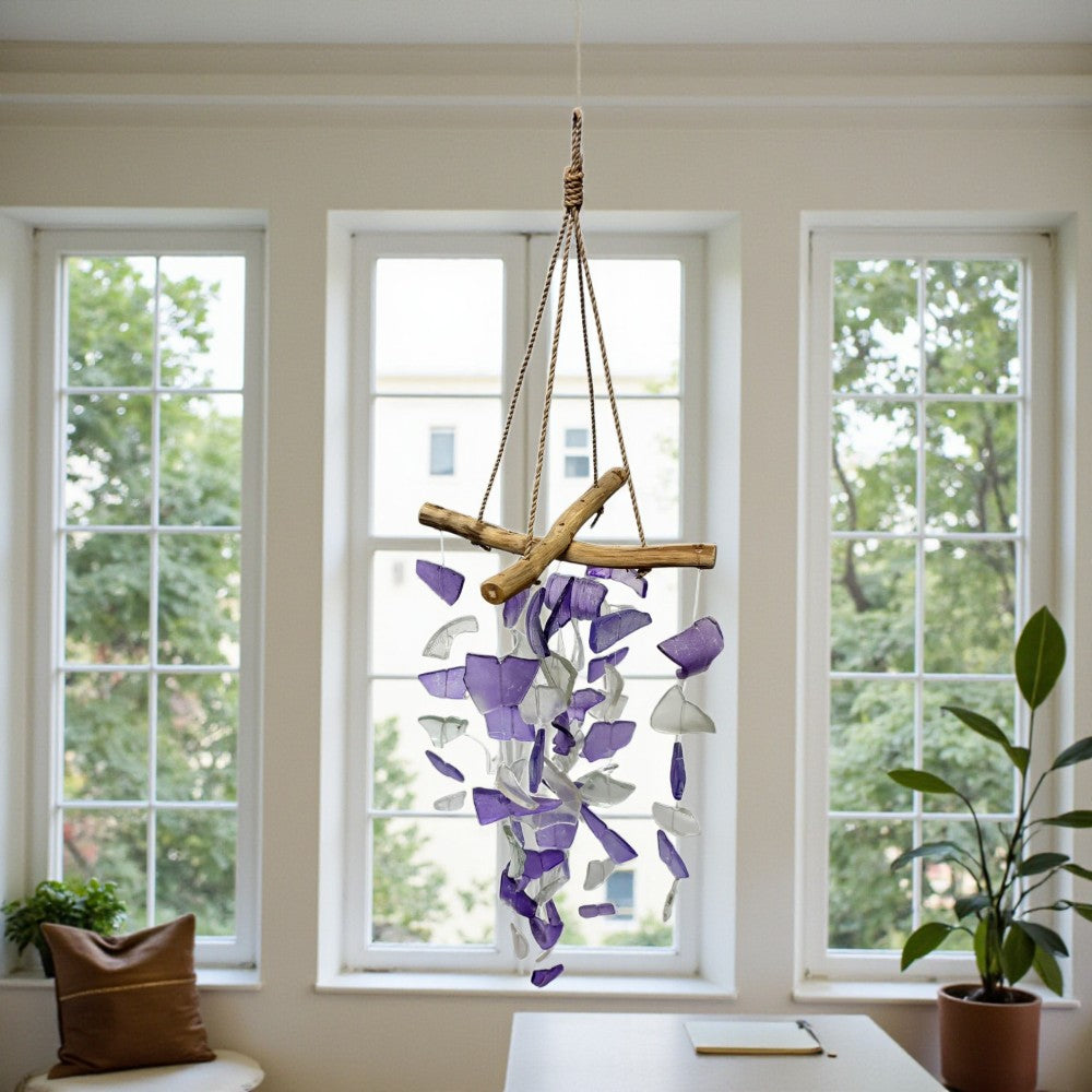 Windchime - Sea Glass, Purple & White