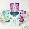 Angel Inspiration Deck tarot cards with a white background and small flowers.