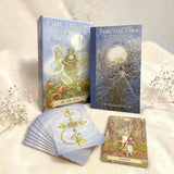 Fairy Tale Tarot cards with packaging and a few cards displayed on a light background.