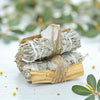 sage bundle with clear quartz and palo santo sticks