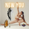 New You Collection, featuring girl doing yoga with dreamcatcher, geode, Florida water and Orgonite pyramid