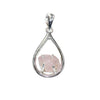 Raw Rose Quartz Silver Pendant (Tear drop)